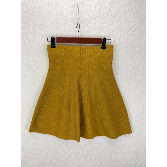 ZARA Basic Knit Skirt Women’s Size XS Mustard Gold Ribbed Stretch Casual - Picture 7 of 9